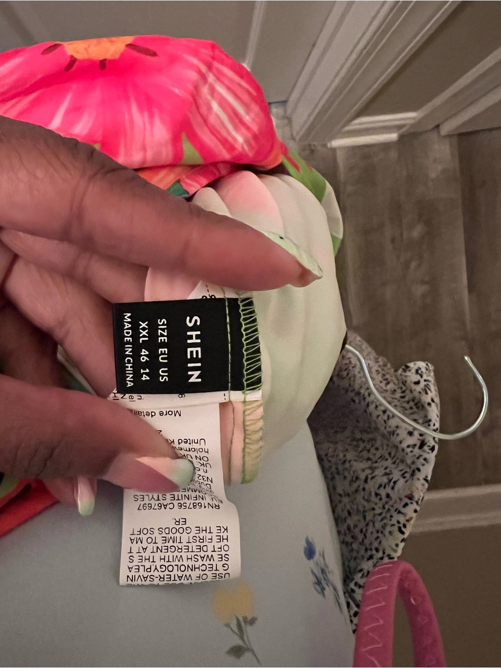 SHEIN Lime Green jumpsuit with Pink & Orange Floral Print - Picture 7 of 7
